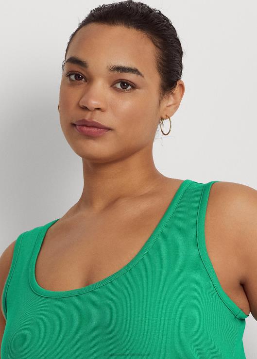 camiseta sin mangas de algodón elástico mujer hoja de palma Ralph Lauren 2XR2V4524