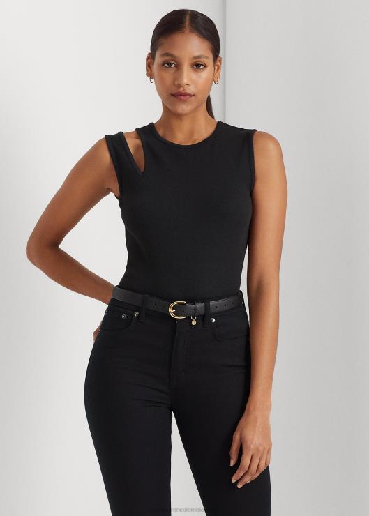 camiseta sin mangas de mezcla de algodón con aberturas mujer negro Ralph Lauren 2XR2V3861