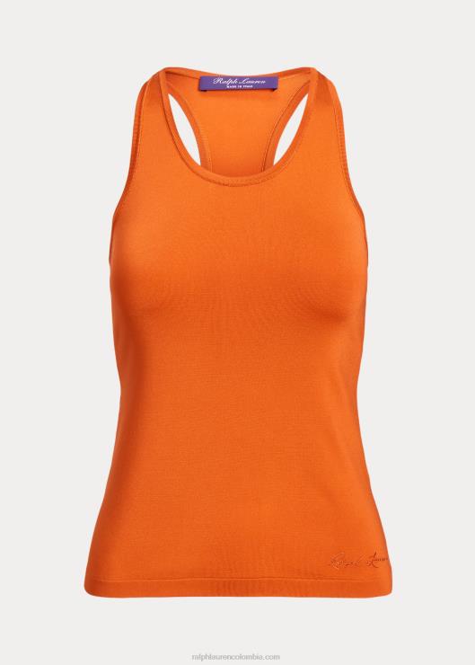 camiseta sin mangas de seda elástica con espalda nadadora mujer amapola naranja Ralph Lauren 2XR2V9373
