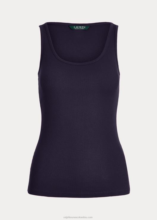 camiseta sin mangas en mezcla de algodón mujer azul marino refinado Ralph Lauren 2XR2V3829