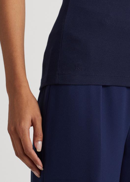 camiseta sin mangas en mezcla de algodón mujer azul marino refinado Ralph Lauren 2XR2V3829