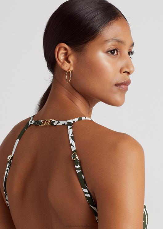 bañador floral con cuello alto mujer aceituna Ralph Lauren 2XR2V9440