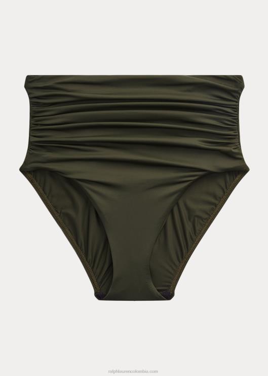braguita de bikini fruncida de talle alto mujer aceituna Ralph Lauren 2XR2V4521