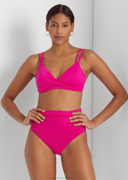 braguita de bikini fruncida de talle alto mujer orquídea Ralph Lauren 2XR2V4142