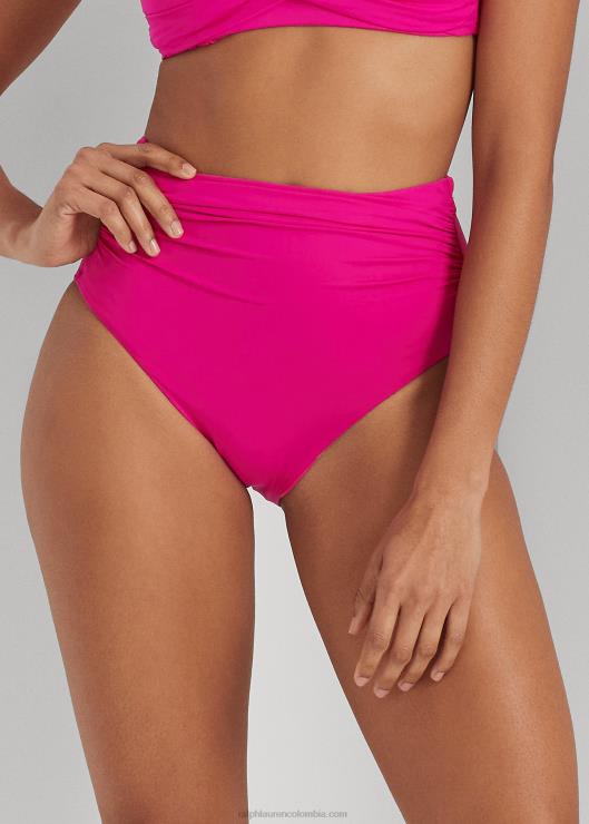 braguita de bikini fruncida de talle alto mujer orquídea Ralph Lauren 2XR2V4142