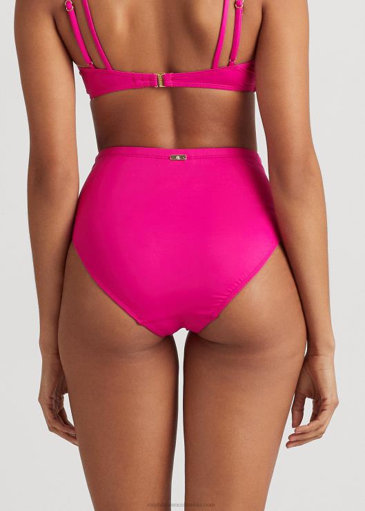 braguita de bikini fruncida de talle alto mujer orquídea Ralph Lauren 2XR2V4142
