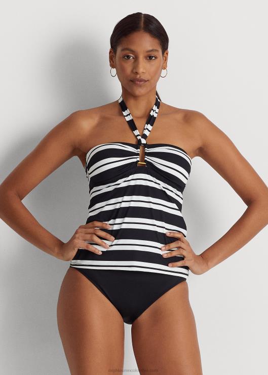 tankini bandeau a rayas mujer blanco negro Ralph Lauren 2XR2V4189