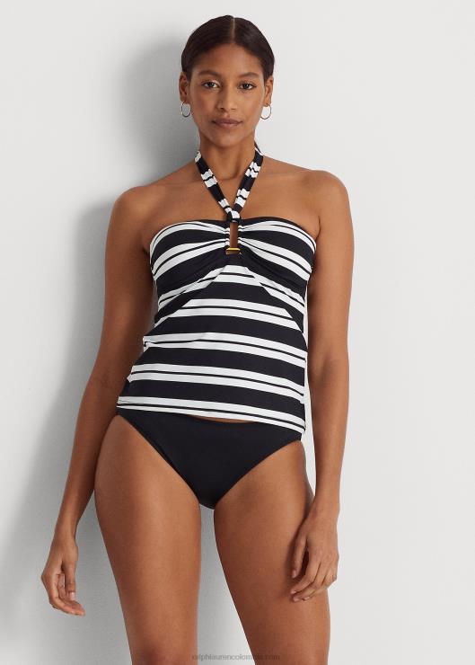 tankini bandeau a rayas mujer blanco negro Ralph Lauren 2XR2V4189