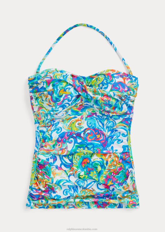 tankini bandeau con estampado de cachemira y parte delantera retorcida mujer multi Ralph Lauren 2XR2V4164