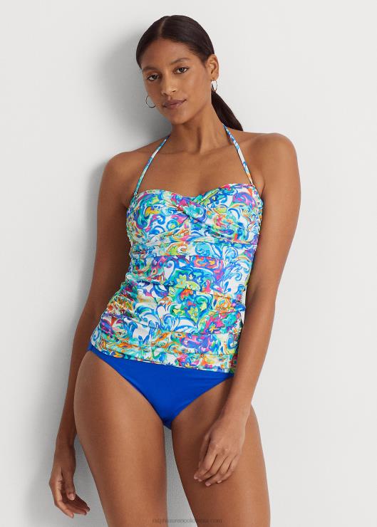tankini bandeau con estampado de cachemira y parte delantera retorcida mujer multi Ralph Lauren 2XR2V4164