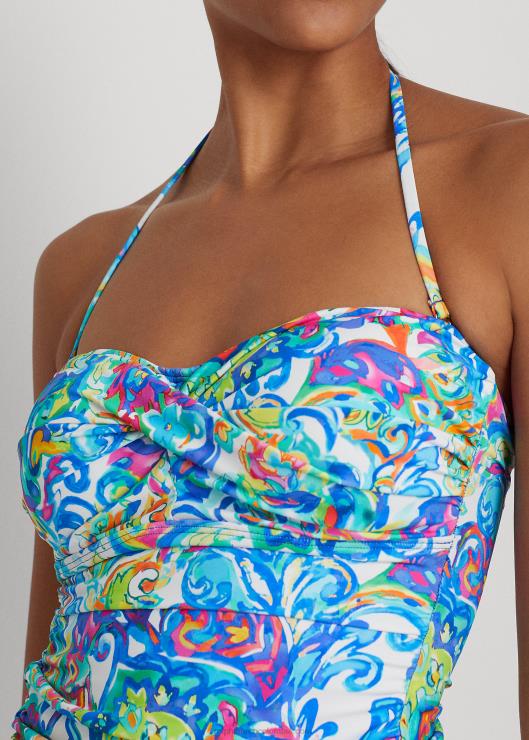 tankini bandeau con estampado de cachemira y parte delantera retorcida mujer multi Ralph Lauren 2XR2V4164