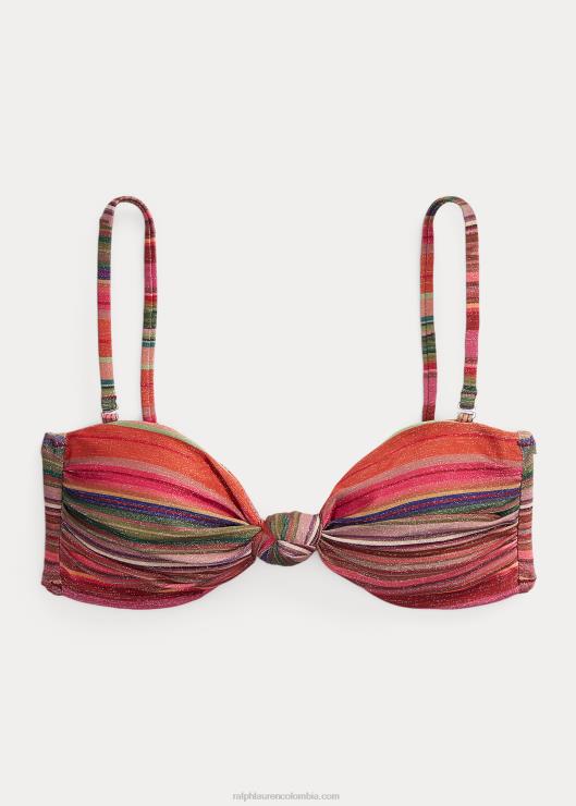 top de bikini bandeau a rayas con nudo en la parte delantera mujer multi Ralph Lauren 2XR2V3139