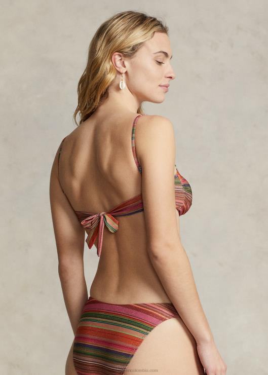 top de bikini bandeau a rayas con nudo en la parte delantera mujer multi Ralph Lauren 2XR2V3139