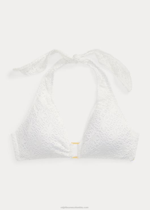 top de bikini halter con anillas en la parte delantera mujer blanco Ralph Lauren 2XR2V9457