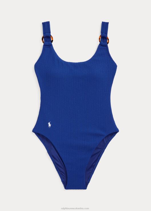 traje de baño de una pieza con junta tórica de canalé mujer ultramarino Ralph Lauren 2XR2V3300
