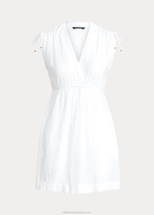 vestido de playa sin mangas de algodón triturado mujer blanco Ralph Lauren 2XR2V9454
