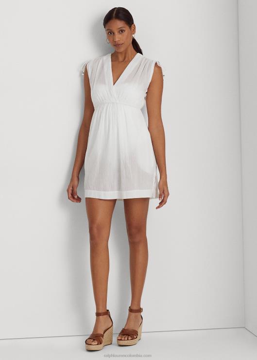 vestido de playa sin mangas de algodón triturado mujer blanco Ralph Lauren 2XR2V9454