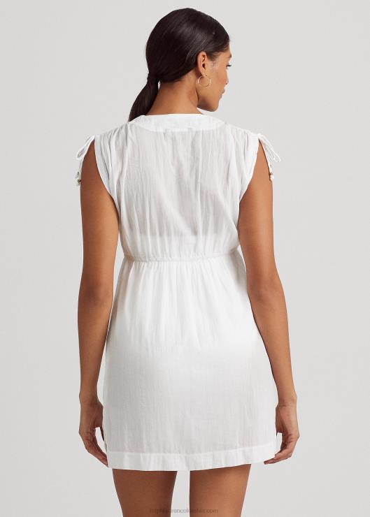 vestido de playa sin mangas de algodón triturado mujer blanco Ralph Lauren 2XR2V9454