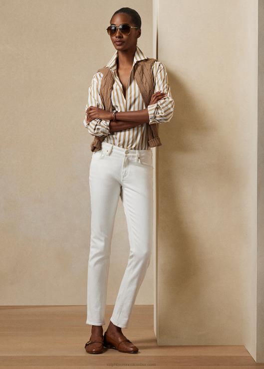 160 jeans ajustados mujer enjuagado blanco Ralph Lauren 2XR2V9354