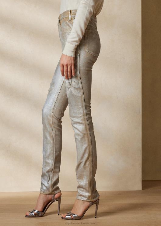 jeans ajustados 160 mujer flores plateadas recubiertas Ralph Lauren 2XR2V3549