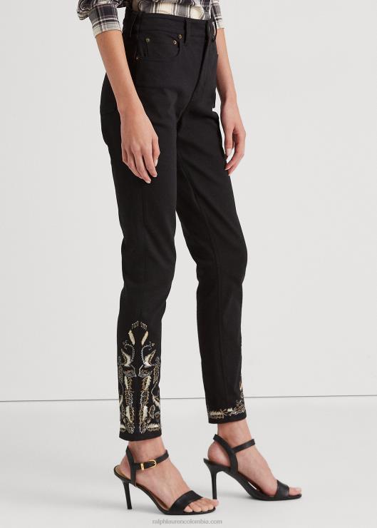 jeans ajustados al tobillo con tiro alto y bordado mujerRalph Lauren 2XR2V9590