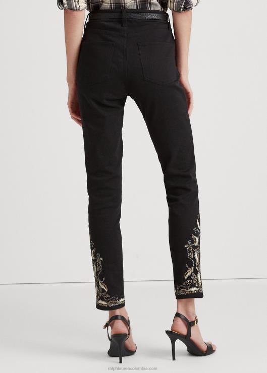 jeans ajustados al tobillo con tiro alto y bordado mujerRalph Lauren 2XR2V9590