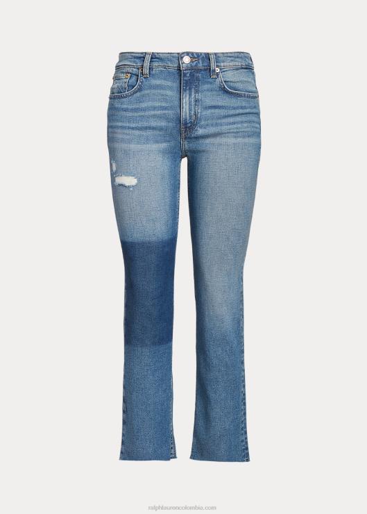 jeans capri rectos de tiro alto mujer lavado de valle índigo Ralph Lauren 2XR2V9422