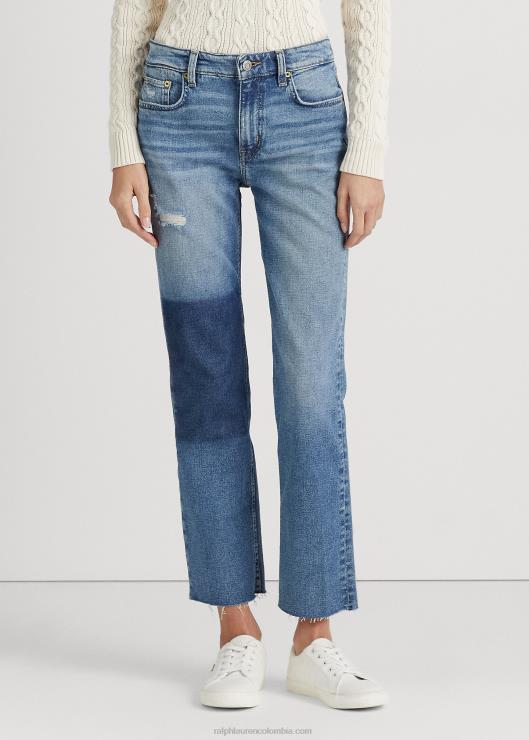 jeans capri rectos de tiro alto mujer lavado de valle índigo Ralph Lauren 2XR2V9422