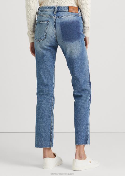 jeans capri rectos de tiro alto mujer lavado de valle índigo Ralph Lauren 2XR2V9422