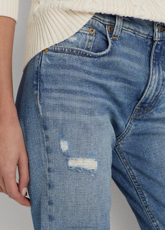 jeans capri rectos de tiro alto mujer lavado de valle índigo Ralph Lauren 2XR2V9422