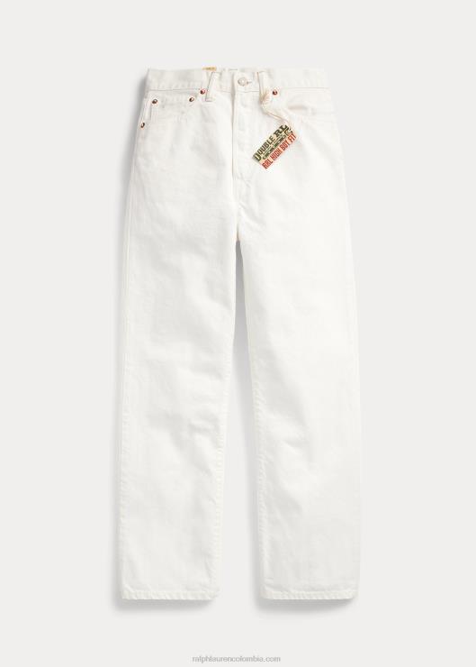 jeans de corte alto para niño mujer lavado de piedra blanca Ralph Lauren 2XR2V9142
