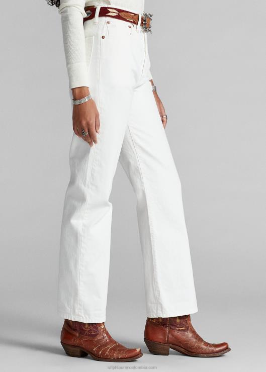 jeans de corte alto para niño mujer lavado de piedra blanca Ralph Lauren 2XR2V9142