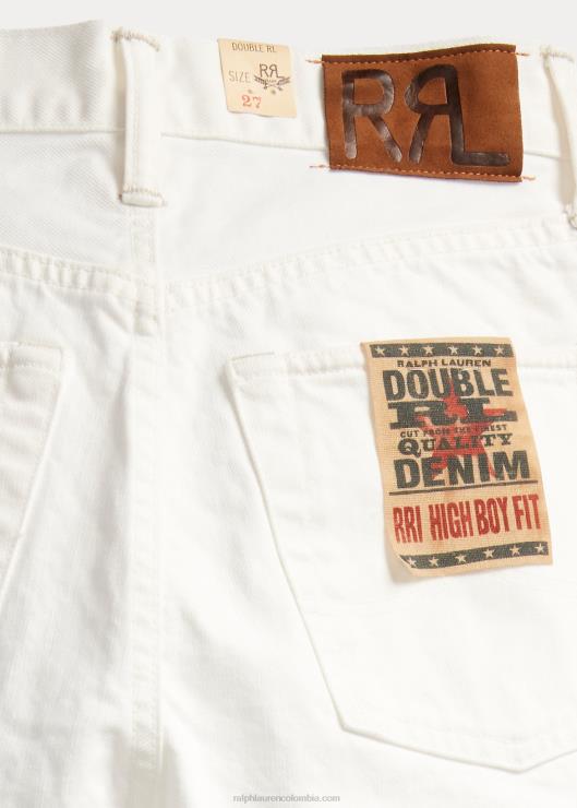 jeans de corte alto para niño mujer lavado de piedra blanca Ralph Lauren 2XR2V9142