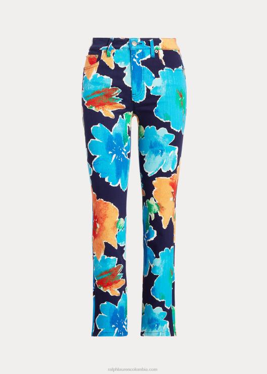jeans rectos con tiro alto y estampado floral mujer azul marino multi Ralph Lauren 2XR2V4854