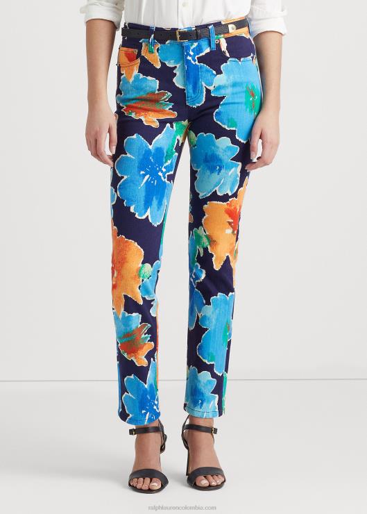 jeans rectos con tiro alto y estampado floral mujer azul marino multi Ralph Lauren 2XR2V4854