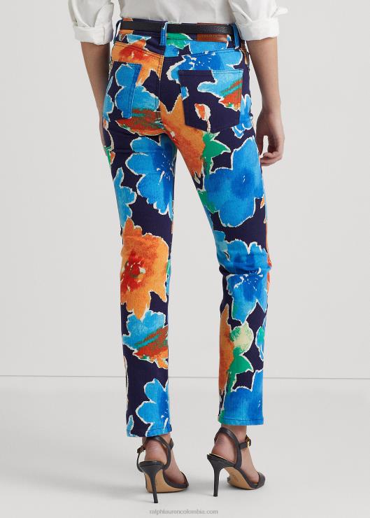 jeans rectos con tiro alto y estampado floral mujer azul marino multi Ralph Lauren 2XR2V4854