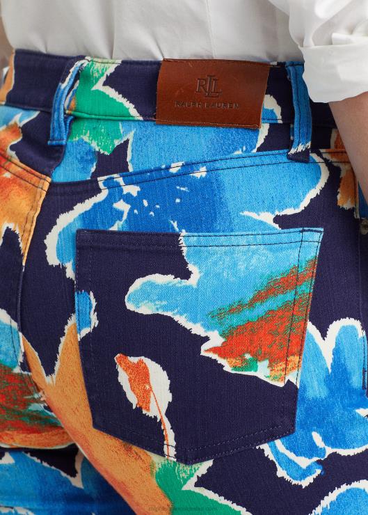 jeans rectos con tiro alto y estampado floral mujer azul marino multi Ralph Lauren 2XR2V4854
