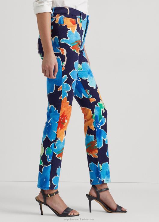 jeans rectos con tiro alto y estampado floral mujer azul marino multi Ralph Lauren 2XR2V9559