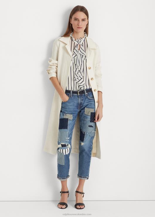 vaqueros holgados con diseño de patchwork y tobillos cónicos mujer lavado de zafiro teñido Ralph Lauren 2XR2V4023