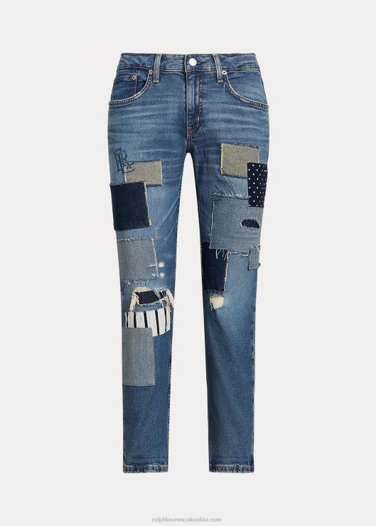 vaqueros holgados con diseño de patchwork y tobillos cónicos mujer lavado de zafiro teñido Ralph Lauren 2XR2V4433