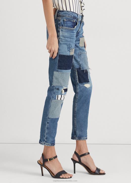 vaqueros holgados con diseño de patchwork y tobillos cónicos mujer lavado de zafiro teñido Ralph Lauren 2XR2V4433