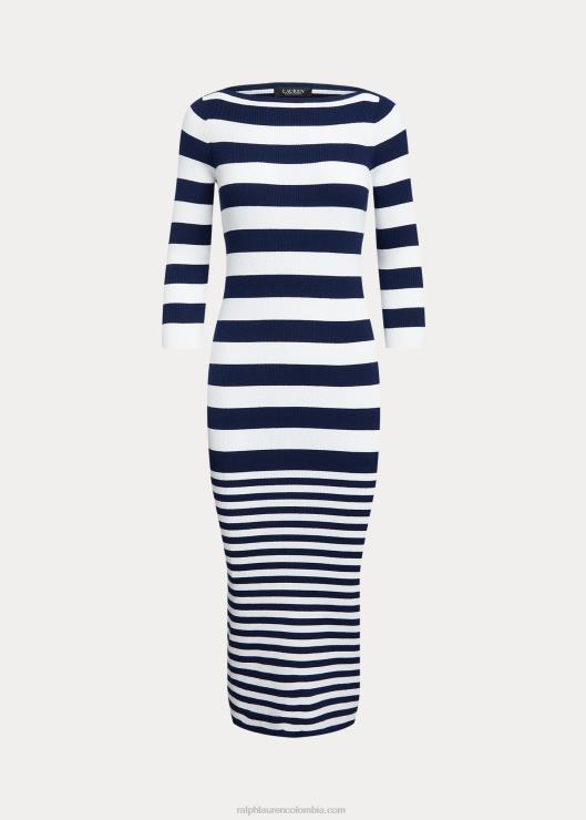 vestido a rayas en mezcla de algodón mujerRalph Lauren 2XR2V9545