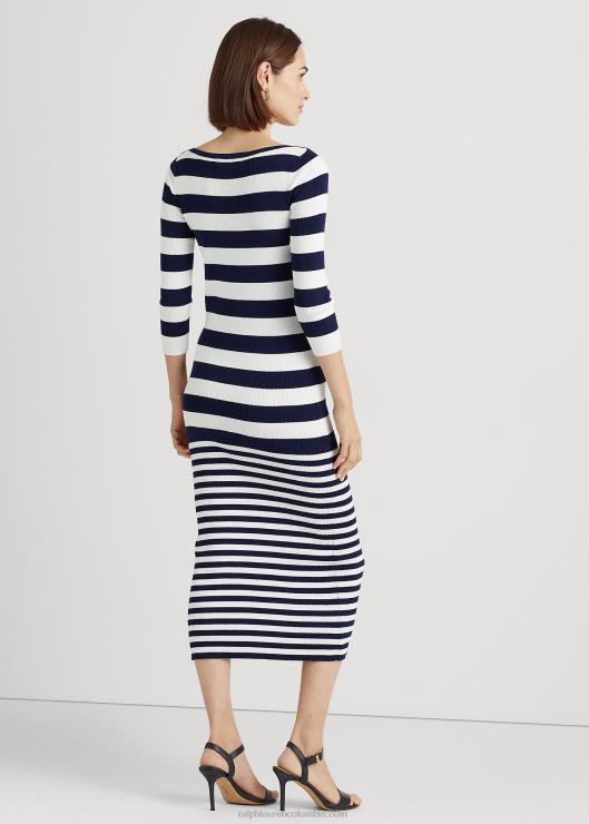 vestido a rayas en mezcla de algodón mujerRalph Lauren 2XR2V9545