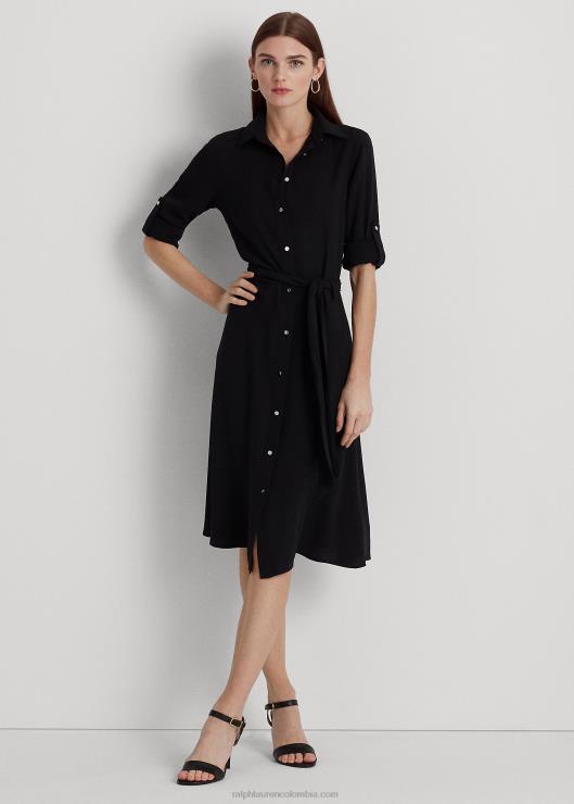 vestido camisero ajustado y acampanado mujer negro Ralph Lauren 2XR2V3796