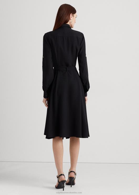 vestido camisero ajustado y acampanado mujer negro Ralph Lauren 2XR2V3796