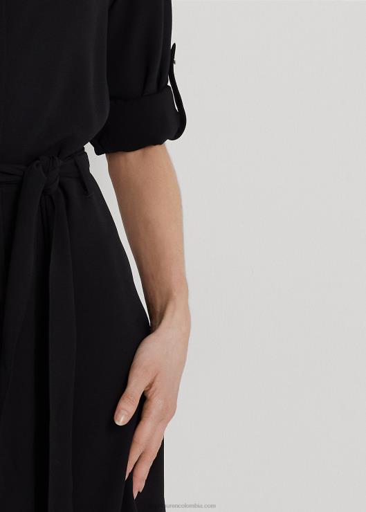 vestido camisero ajustado y acampanado mujer negro Ralph Lauren 2XR2V3796