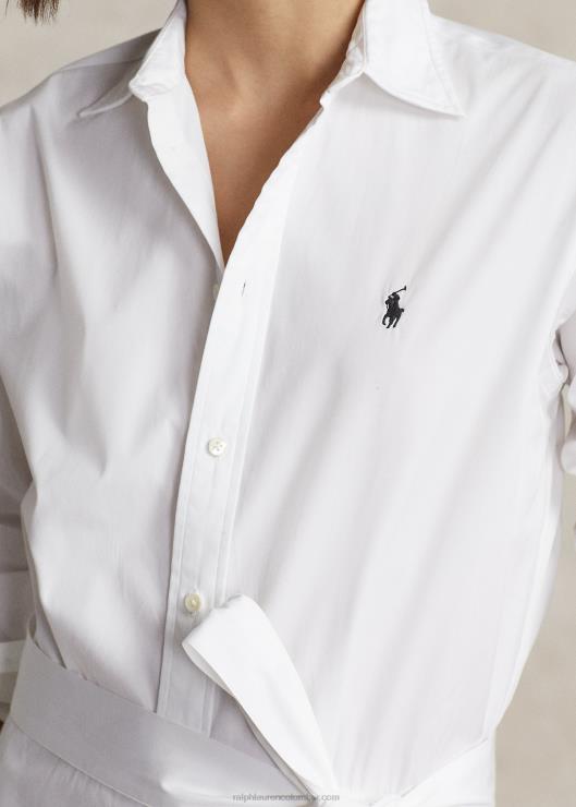 vestido camisero de algodón con paneles mujer blanco Ralph Lauren 2XR2V2922
