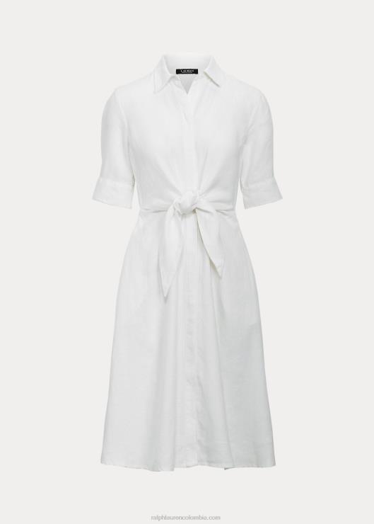 vestido camisero de lino mujer blanco Ralph Lauren 2XR2V4074