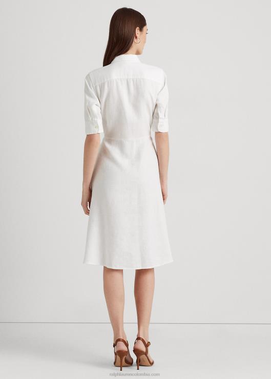 vestido camisero de lino mujer blanco Ralph Lauren 2XR2V4074