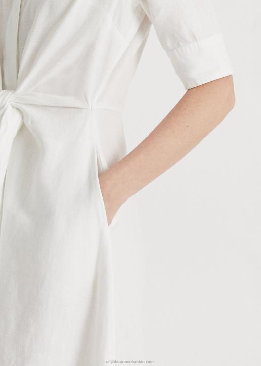 vestido camisero de lino mujer blanco Ralph Lauren 2XR2V4074
